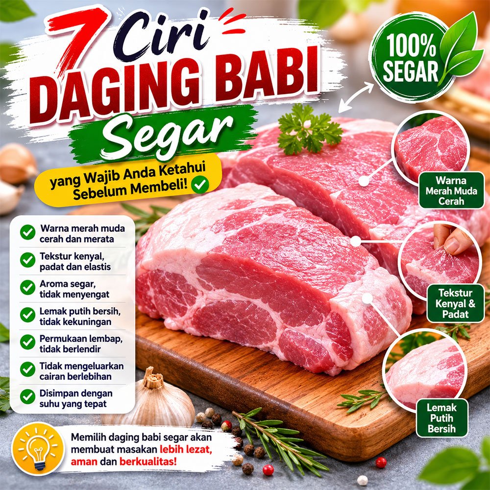 Ciri Daging Babi Segar img